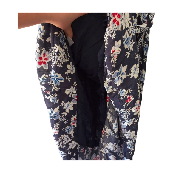 J. Jill New With Tags Women's Blue Floral V Neck Short Sleeve Maxi Dress 4X - Picture 8 of 11